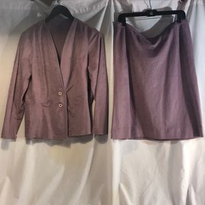 Suede Feel Purple Jacket and Skirt Set